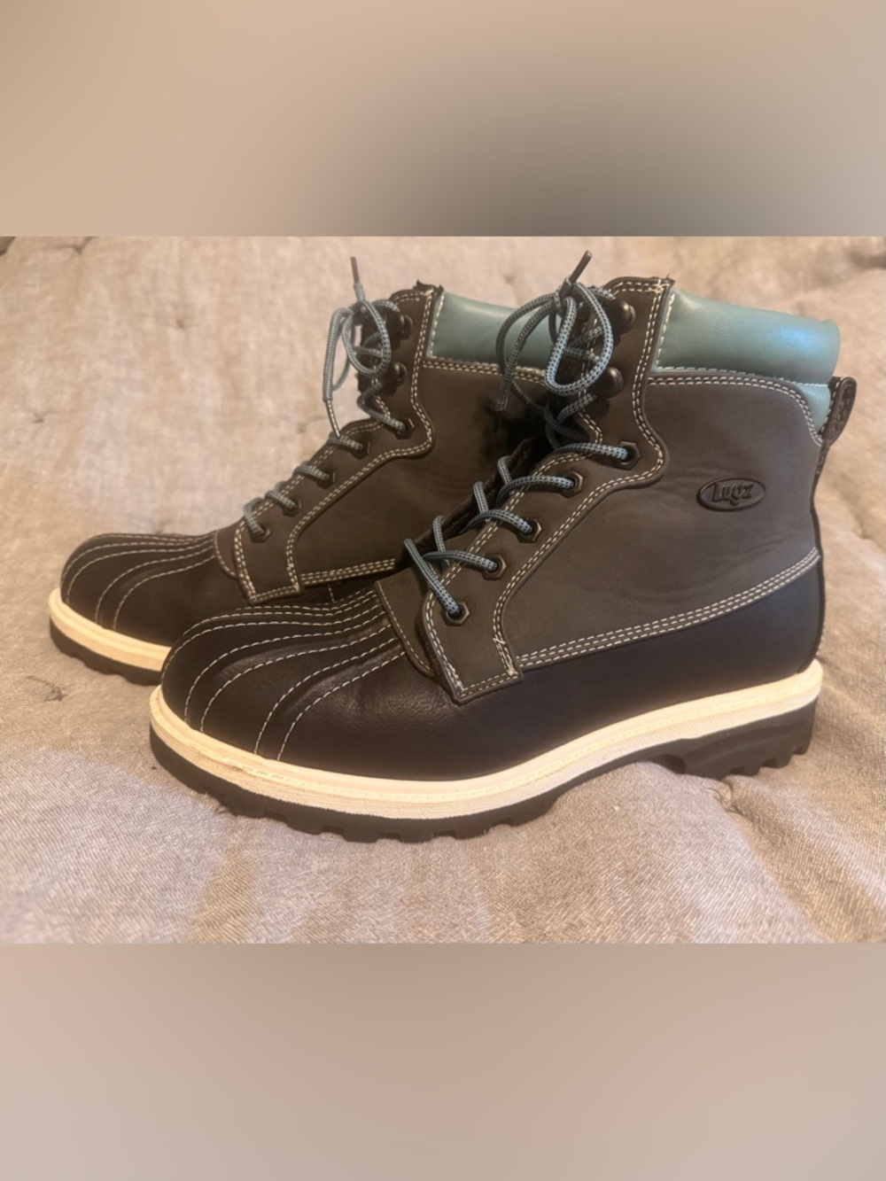 Lugz Women’s Lace-Up Boots Size 9.5 Black Duck Toe - Memory Foam Slip Resistant